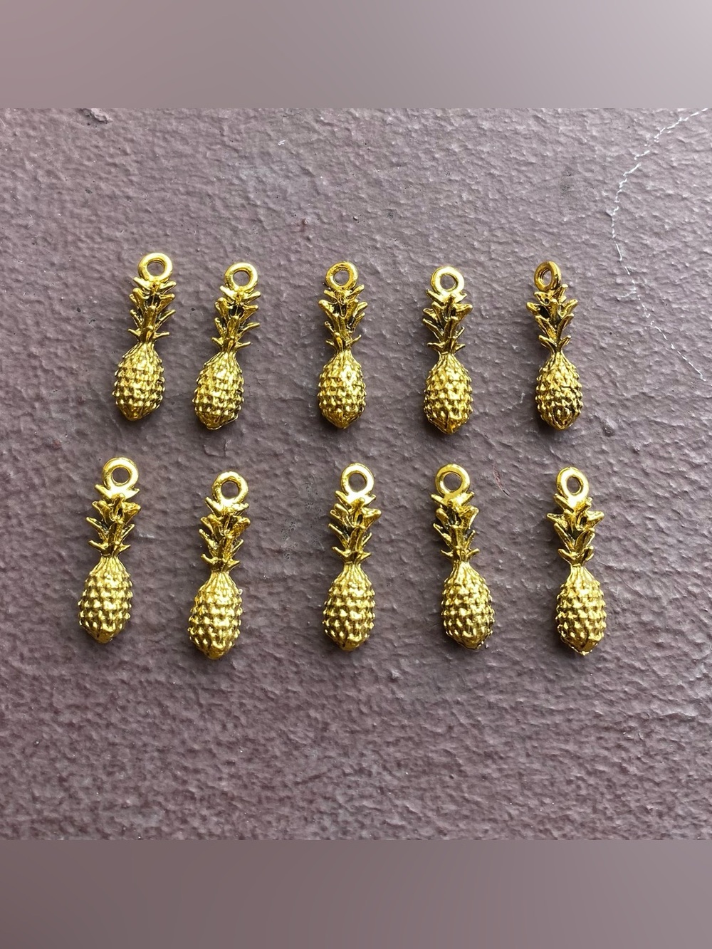 10 Piece Tibetan Silver Gold-Tone Pineapple Charm Pendants for DIY Jewelry